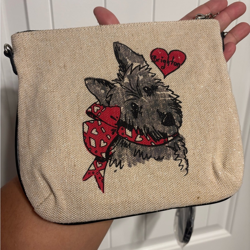 Brighton Canvas Crossbody Bag with Cute Dog and Shopping Girl Design